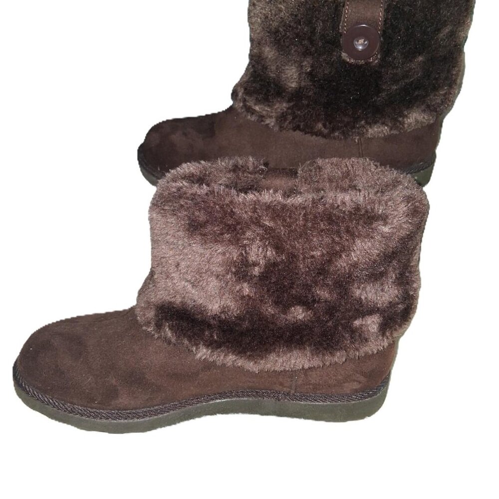 Arizona Brown Faux Suede Ankle Boots w/ Faux Fur Cuff | Women’s 7M - Picture 7 of 12